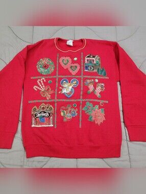 Vintage India Ink Paintworks Christmas Sweatshirt- Size Medium